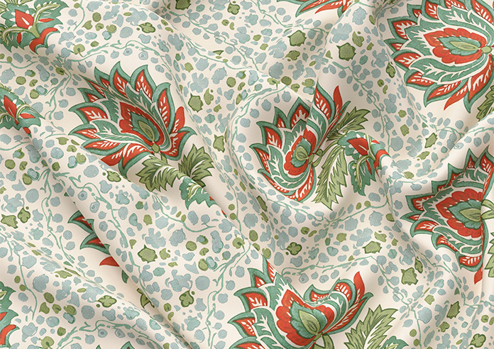 Petal & Block Lotus Blossom, Neem - Made to Measure Curtains - Image 4